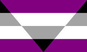 Proposed Flag for Aegosexual a black, white, purple, grey contrasting flag with an upside down triangle in the center